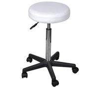 vidaXL Tabouret de bureau blanc à roulettes Maison