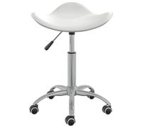 vidaXL Tabouret de coiffure à roulettes Blanc Similicuir