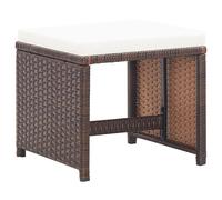 vidaXL Tabouret de jardin 2 pièces avec coussin d'assise Poly rotin brun