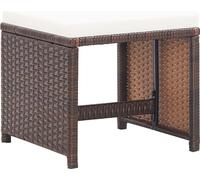 vidaXL Tabouret de jardin 4 pièces avec coussins Marron Poly rotin