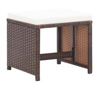 vidaXL Tabouret de jardin 4 pièces avec coussins Poly rotin brun