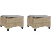 vidaXL Tabourets Jardin Coussins 2 pcs Beige 55x55x36cm résine tressée, siège de Jardin, sièges d'extérieur, Tabouret Cube, sièges de Jardin