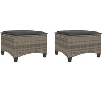 vidaXL Tabouret de jardin avec coussin 2 pcs. Gris 55x55x36 cm Poly rotin