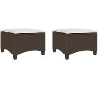 vidaXL Tabourets Jardin Coussins 2pcs Marron 55x55x36cm résine tressée, siège de Jardin, sièges d'extérieur, Tabouret Cube, sièges de Jardin