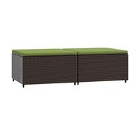 vidaXL Tabouret de jardin avec coussin 2 pcs. Marron Poly Rattan