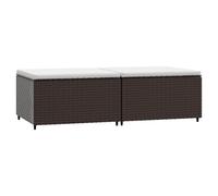 vidaXL Tabouret de jardin avec coussin 2 pcs. Marron Poly Rattan