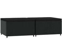 Vidaxl Repose-Pieds De Jardin Avec Coussins 2 Pcs Noir Résine Tressée