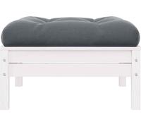 vidaXL Tabouret de jardin avec coussin anthracite Blanc Pin massif