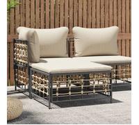 vidaXL Tabouret de jardin avec coussin beige résine tressée 364132