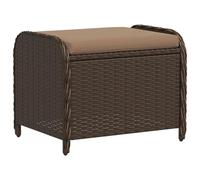 vidaXL Tabouret de jardin avec coussin – Résine tressée, siège de terrasse – Brun
