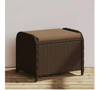 vidaXL Tabouret de jardin avec coussin – Résine tressée, siège de terrasse – Brun