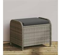 vidaXL Tabouret de Jardin avec Coussin, Chaise de Patio, Siège de Terrasse, Meuble de Balcon Arrière-Cour Extérieur, Gris Résine Tressée