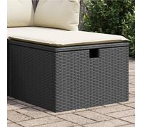 Vidaxl Tabouret De Jardin Avec Coussin Noir 55x55x37 Cm Résine Tressée