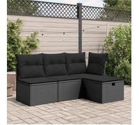 vidaXL Tabouret de jardin 55x55x37 cm en résine tressée avec coussin Noir