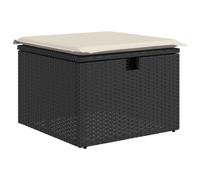 vidaXL Tabouret de Jardin avec Coussin, Siège avec Housse, Meuble de Patio Balcon Terrasse Arrière-cour Extérieur, Noir Résine Tressée