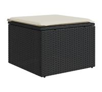 Vidaxl Tabouret De Jardin Avec Coussin Noir 55x55x37 Cm Résine Tressée