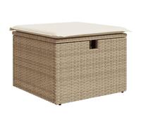 Vidaxl Tabouret De Jardin Avec Coussin Beige 55x55x37cm Résine Tressée