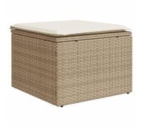 Vidaxl Tabouret De Jardin Avec Coussin Beige 55x55x37cm Résine Tressée