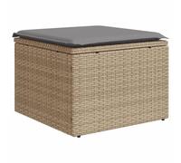 vidaXL Tabouret de Jardin avec Coussin, Siège avec Housse, Meuble de Terrasse Patio Balcon Extérieur, Beige 55x55x37cm Résine Tressée