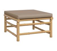 vidaXL Tabouret de jardin avec coussin taupe en bambou