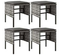 vidaXL Tabouret de jardin avec coussins 4 pcs. Gris Poly Rattan