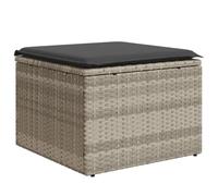 vidaXL Tabouret de Jardin Coussin, Siège avec Housse, Meuble de Terrasse Patio Balcon Extérieur, Gris Clair 55x55x37cm Résine Tressée