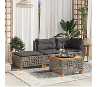 Vidaxl Tabouret De Jardin Et Coussin Gris 63,5x56x32 Cm Résine Tressée Multicolore