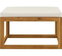 vidaXL Tabouret de pied avec coussin blanc crème en bois massif d'acacia