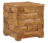 vidaXL Tabouret de Rangement Marron 40 x 40 x 45 cm, Salon, Tabouret de Rangement Rustique, Assise en Teck, Organisateur de Meubles Polyvalent, Banc au Motif mosaïque élégant