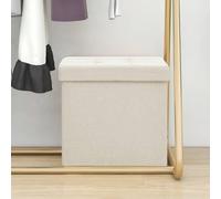 Tabouret de rangement pliable Blanc crème Faux lin338764