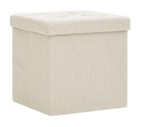 vidaXL Tabouret de rangement pliable Blanc crème Faux lin Crème