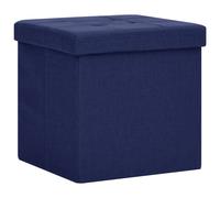 vidaXL Tabouret de rangement pliable Bleu Faux lin
