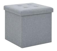 Vidaxl Tabouret De Rangement Pliable Gris Clair Faux Lin Gris