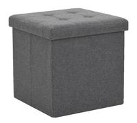 Vidaxl Tabouret De Rangement Pliable Gris Foncé Faux Lin Gris