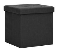 Vidaxl Tabouret De Rangement Pliable Noir Faux Lin Noir