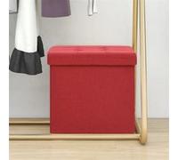 vidaXL Tabouret de Rangement Pliable Coffre de Rangement Conteneur de Rangement Salon Salle de Séjour Maison Intérieur Rouge Bordeaux Faux Lin Rouge