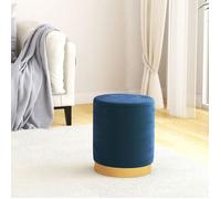 vidaXL Tabouret de rangement rond – Pouf repose-pied Bleu velours 31 x 37 cm