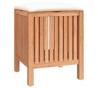 vidaXL Tabouret de salle de bain – Siège coussin, coffre à linge Marron 40,5×40×52 cm Noyer massif