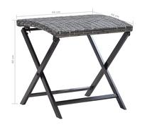 vidaXL Tabouret pliable Résine tressée Gris