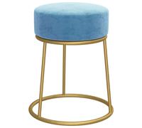 Vidaxl Tabouret Rond Bleu Clair Velours Bleu
