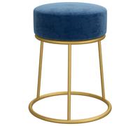 Vidaxl Tabouret Rond Bleu Velours Bleu