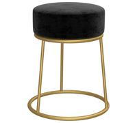 vidaXL Tabouret rond pouf velours noir - repose-pied d'intérieur pour salon et chambre