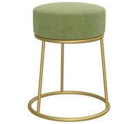 vidaXL Tabouret rond en velours – Vert moutarde