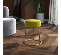 Vidaxl Tabouret Rond Vert Moutarde Velours Vert