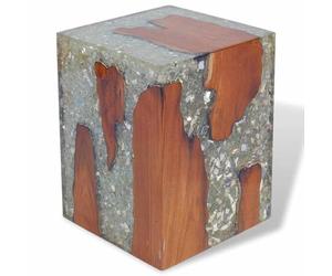 vidaXL Tabouret Table d'appoint de Salon séjour en Teck Résine 30 x 30 x 40 cm