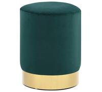 vidaXL Tabouret pouf repose-pied velours vert moutarde et doré 28 x 36 cm