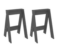 Vidaxl Tabourets 2 Pcs Gris 40x40x60 Cm Bois Massif De Pin Marron