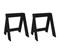 Vidaxl Tabourets 2 Pcs Noir 40x40x45 Cm Bois Massif De Pin Marron