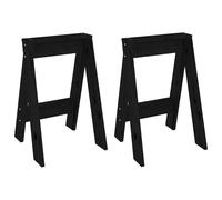 Tabourets lot de 2 noir 40x40x60 cm bois massif de pin