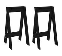 Vidaxl Tabourets 2 Pcs Noir 40x40x75 Cm Bois Massif De Pin Marron